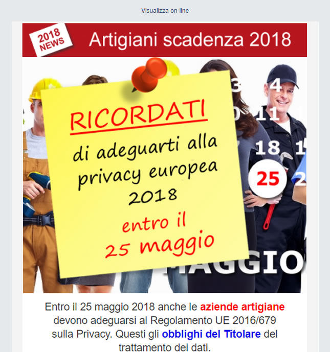 GDPR scadenza Artigiani 